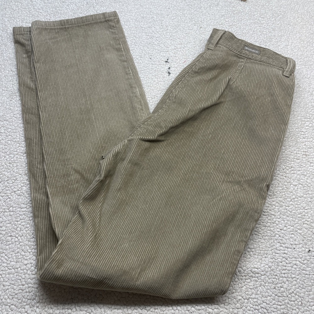 Woolrich Pants Womens 8 Tall Khaki Tan Corduroy Straight Leg High Rise Trousers